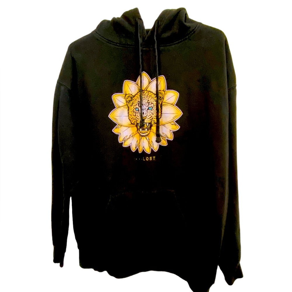 Growling Leopard Sunflower LOST Surfboards Surf Men’s XL Hoodie MINTY